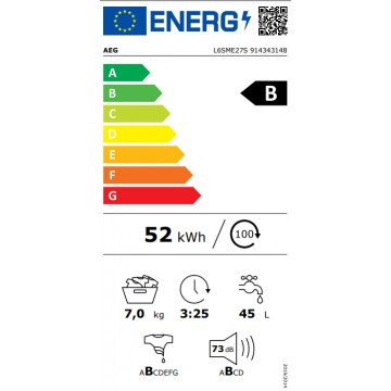 AEG Πλυντήριο Ρούχων 7kg 1200 Στροφών L6SME27S